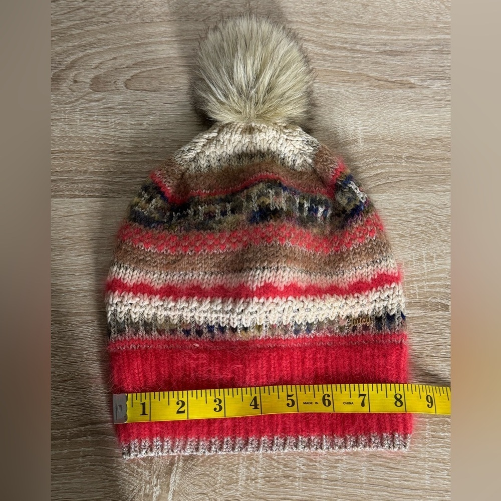 Juicy Couture Women One Size Multi-Colored Knit Wool Blend Beanie Hat Pom-Pom - Picture 9 of 13